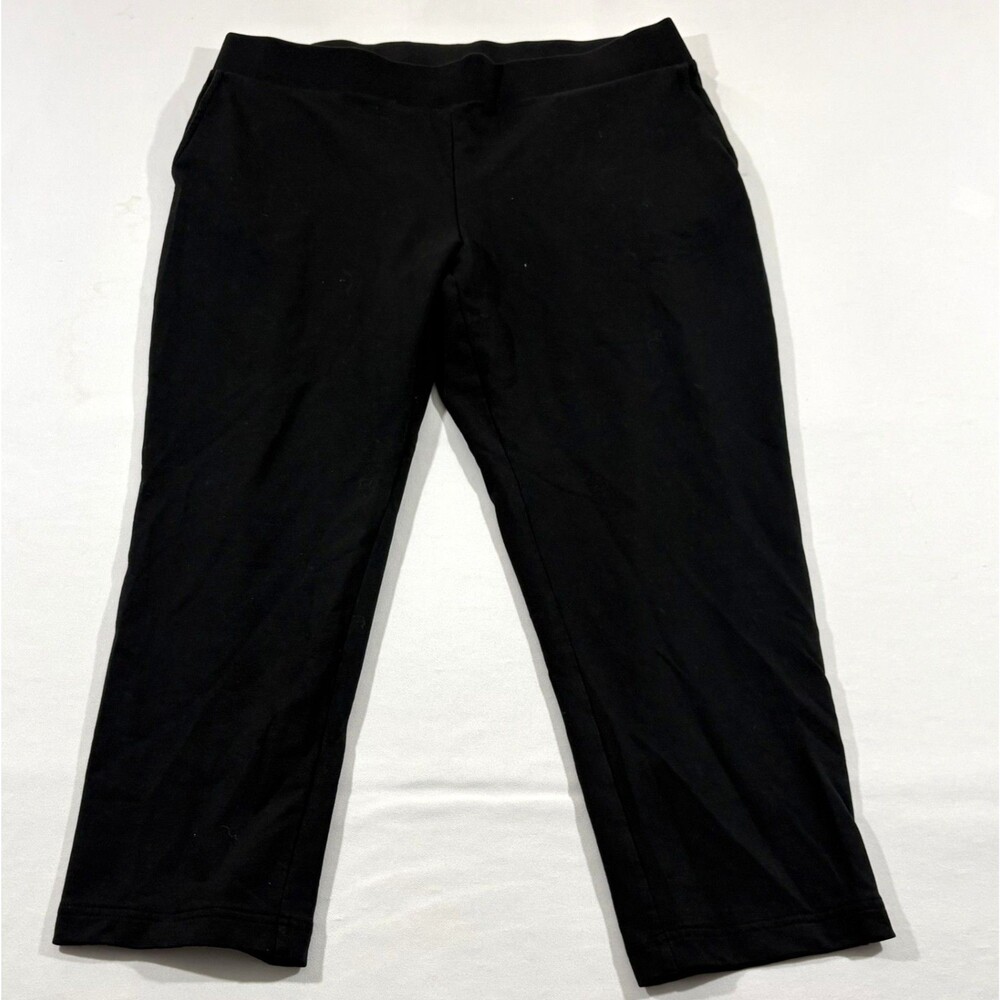 Purejill Affinity French Terry Slim Crop Black Pockets Pima Cotton Womens Sz L